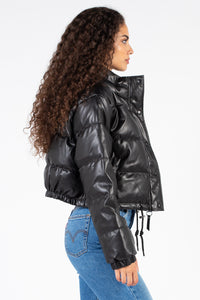 Meilani Vegan Leather Cropped Jacket - honey