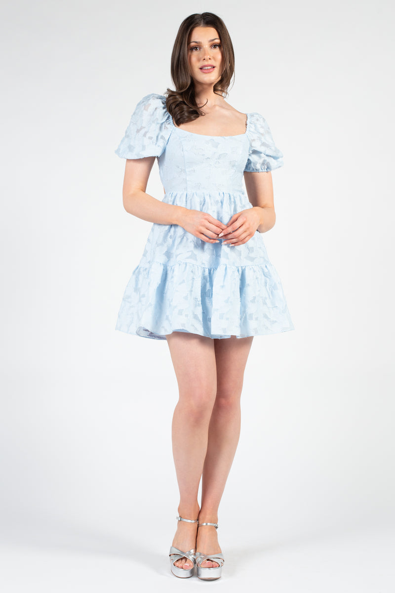 Raelyn Tie Back Textured Mini Dress - honey