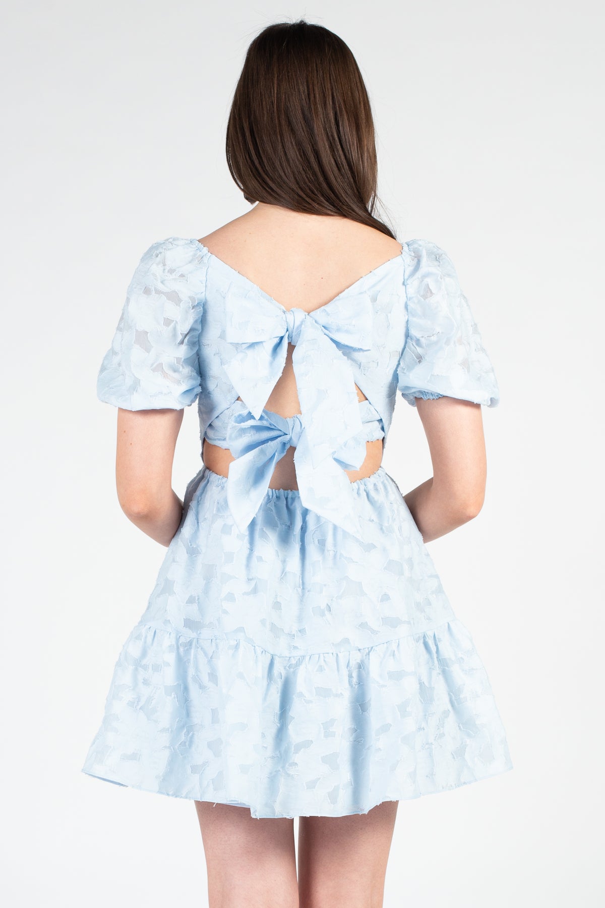Raelyn Tie Back Textured Mini Dress - honey