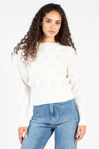 Ayla Crewneck Heart Sweater - honey