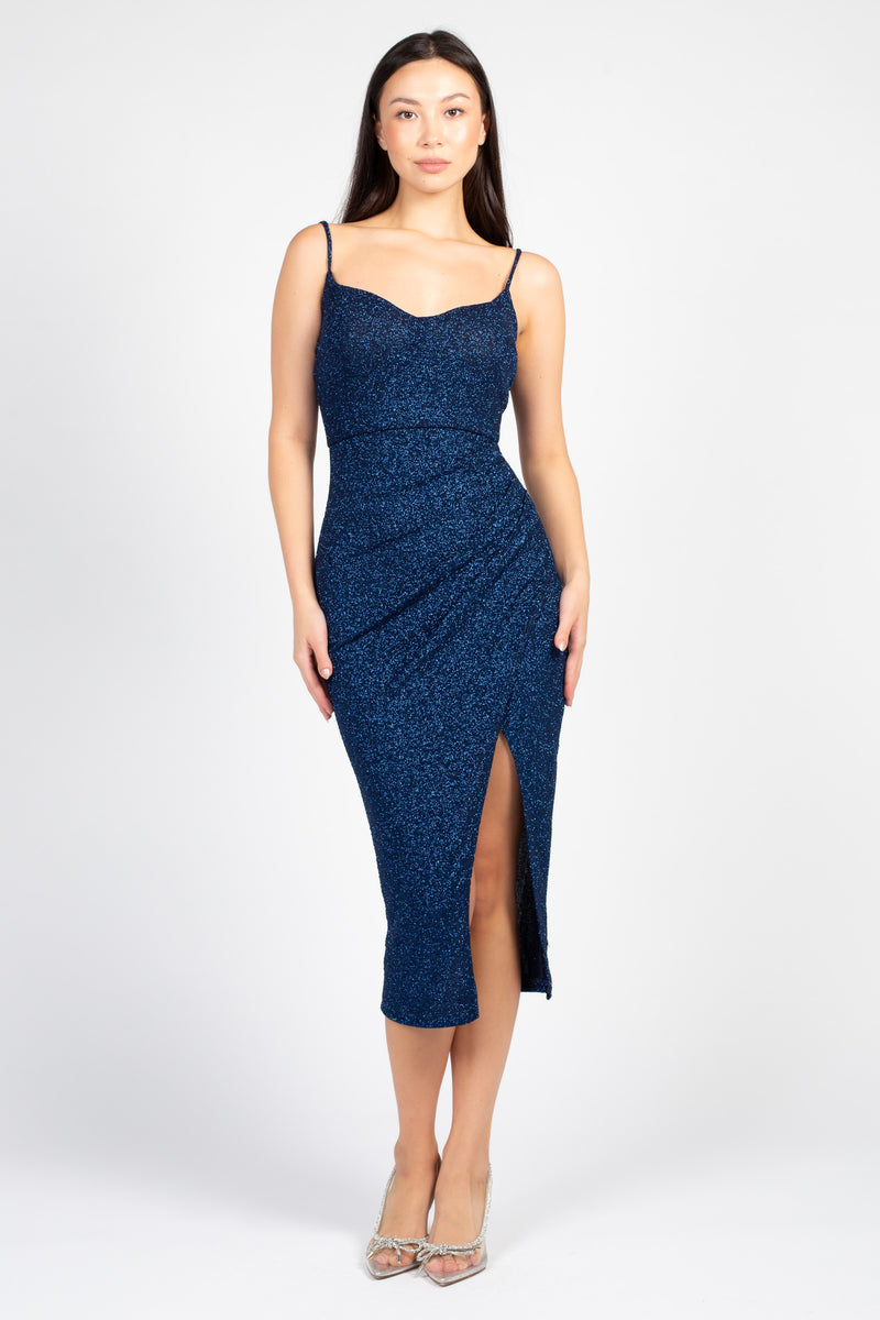 Tinsley Tulip Hem Shimmer Midi Dress