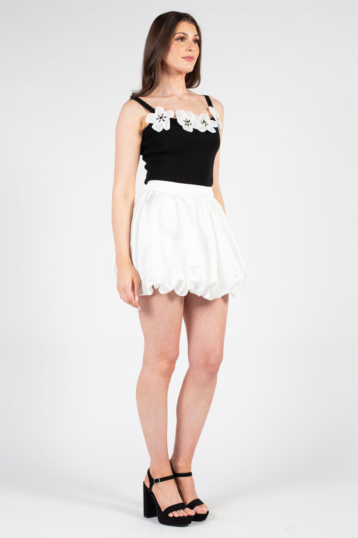 Kalila Satin Bubble Mini Skirt - honey