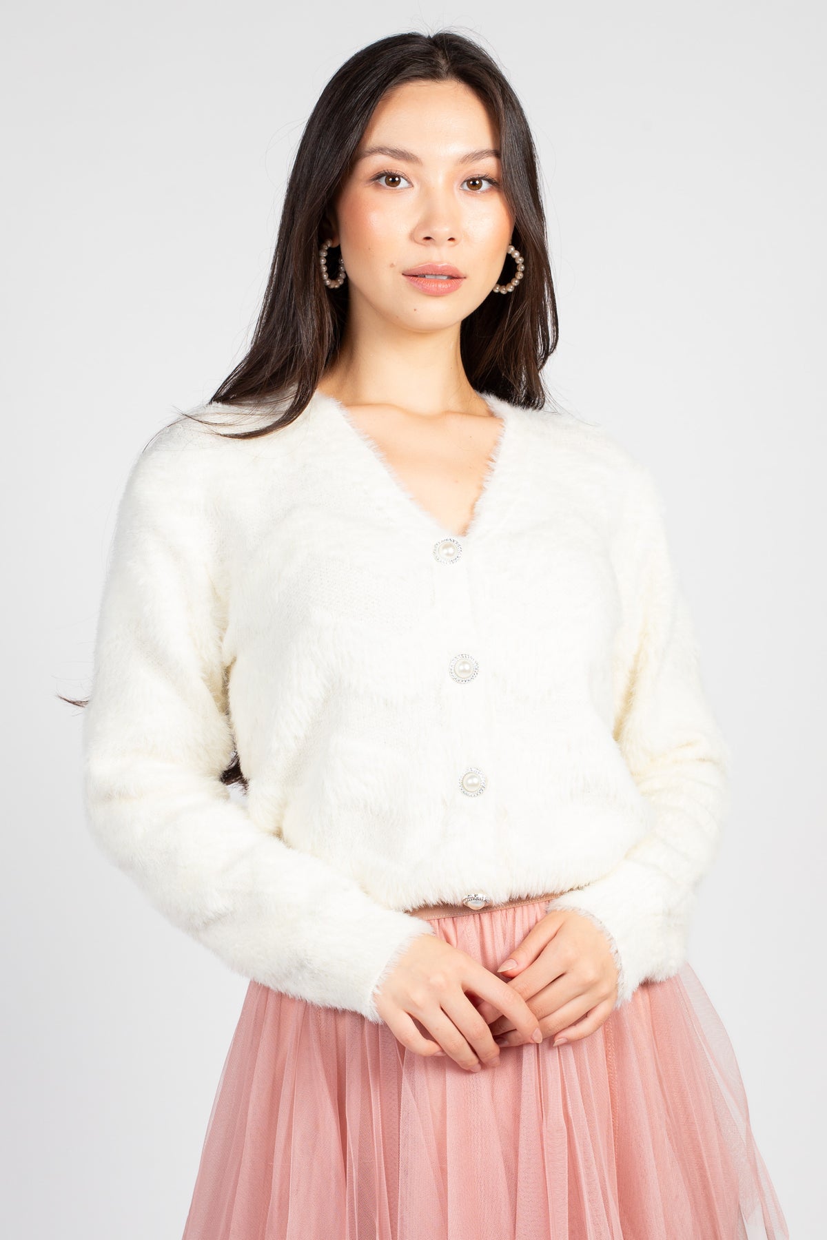 Sally Button Up Fuzzy Cardigan