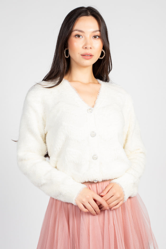 Sally Button Up Fuzzy Cardigan