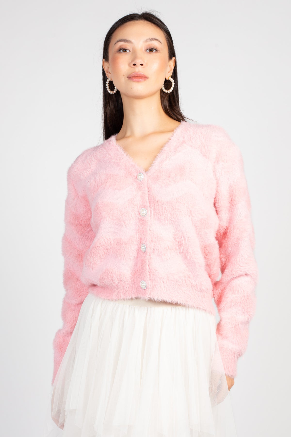 Sally Button Up Fuzzy Cardigan