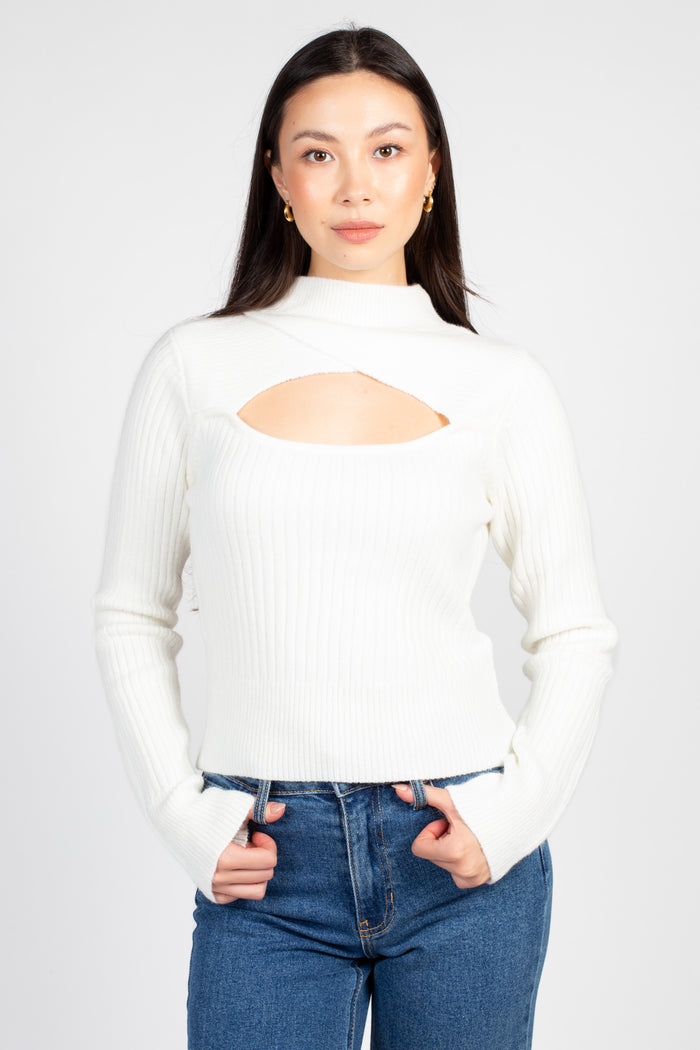 Mindy Cut Out Ribbed Sweater