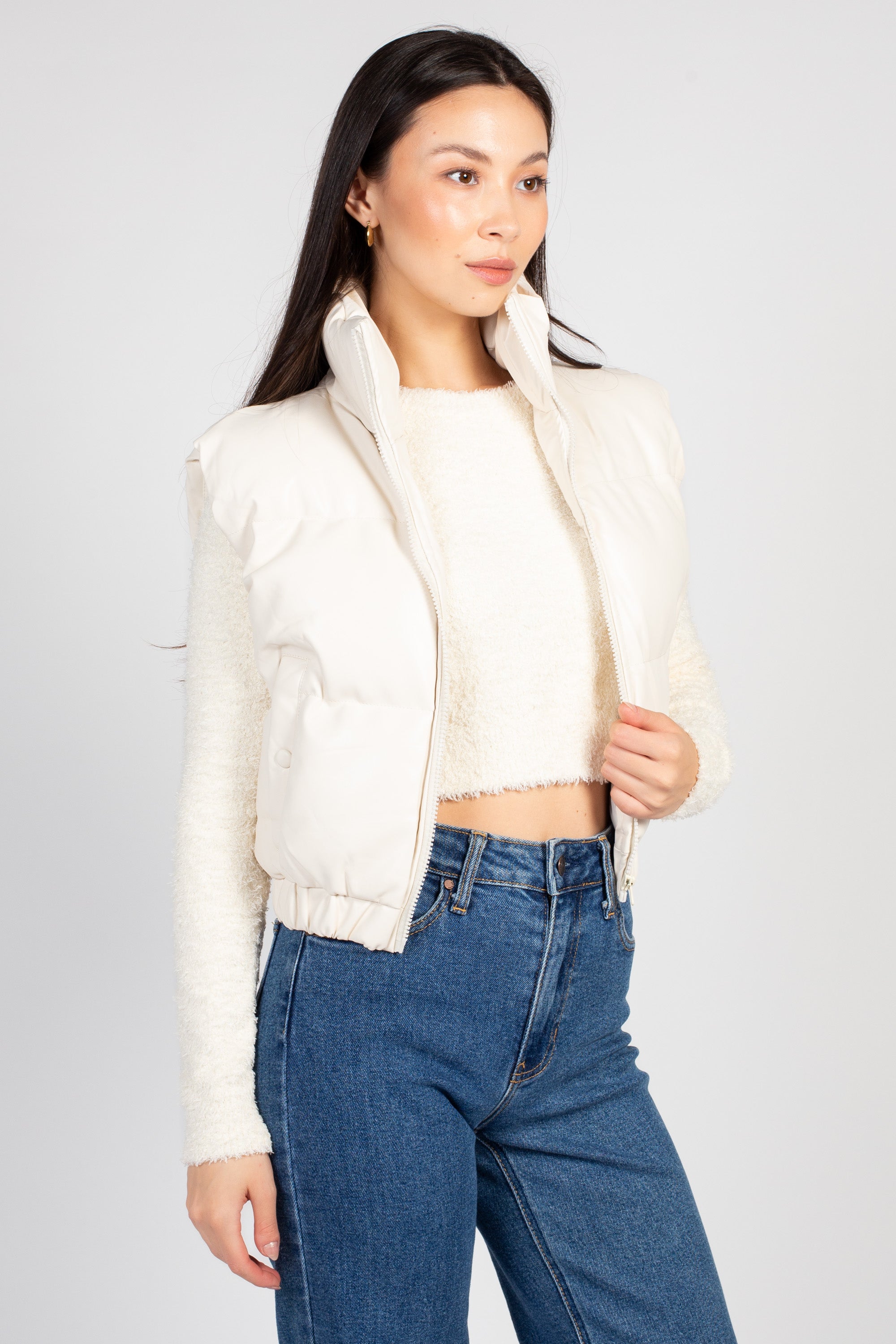 Francesca Vegan Leather Puffer Vest – honey