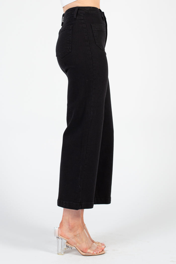 Just Black Denim Patch Pocket Wide Leg - honey