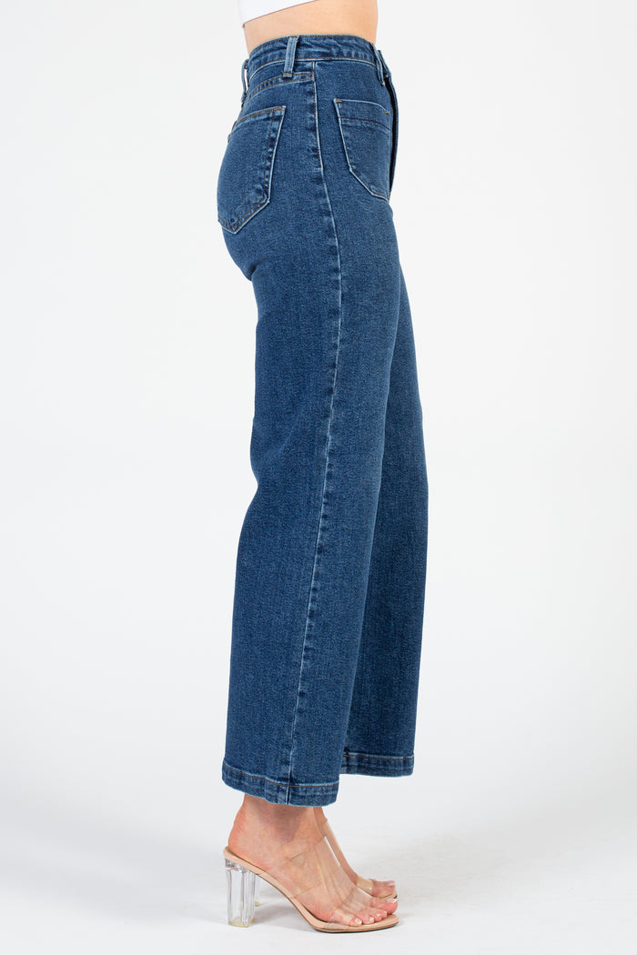 Just Black Patch Pocket Wide Leg Jeans - honey