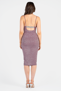 Livvy Rhinestone Back Shimmer Midi Dress