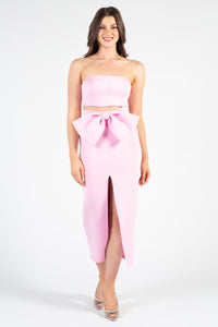 Odette Strapless Bow Skirt Set - honey