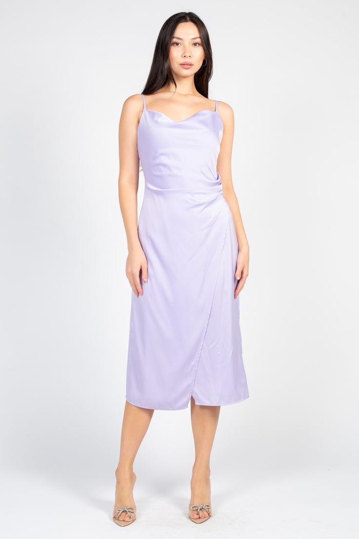 Deanna Satin Midi Slip Dress - honey