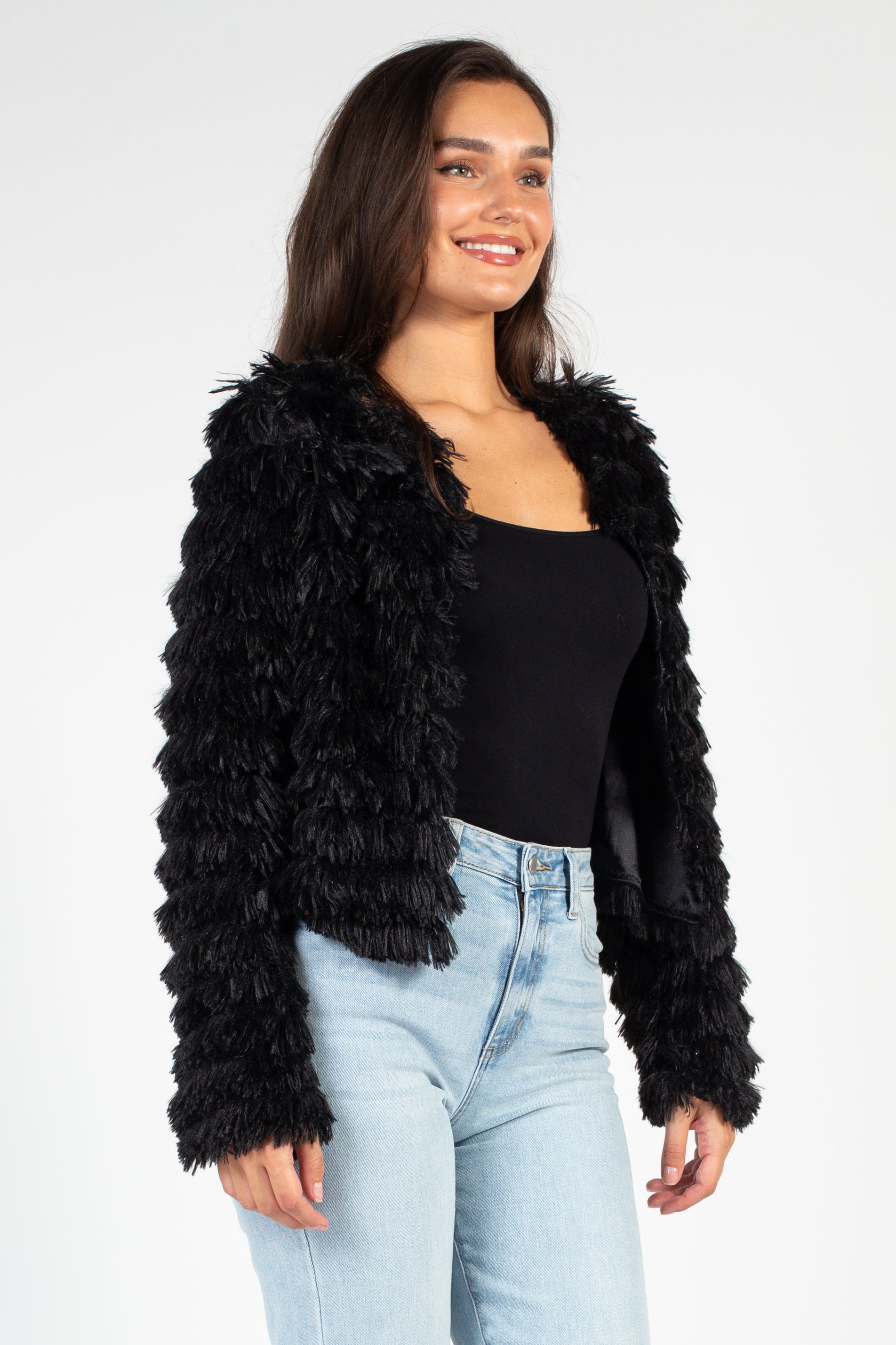 Cropped shaggy jacket best sale