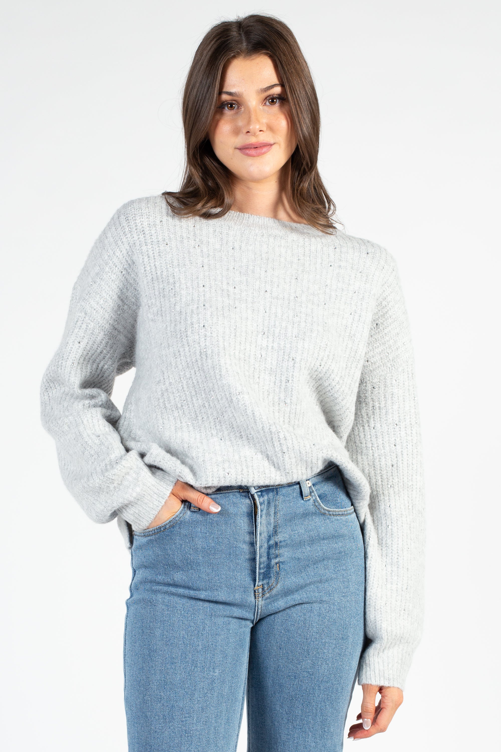 Arielle Ribbed Rhinestone Twinkle Sweater