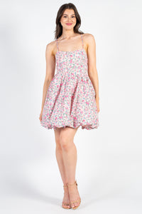 Lilian Bubble Hem Floral Mini Dress - honey