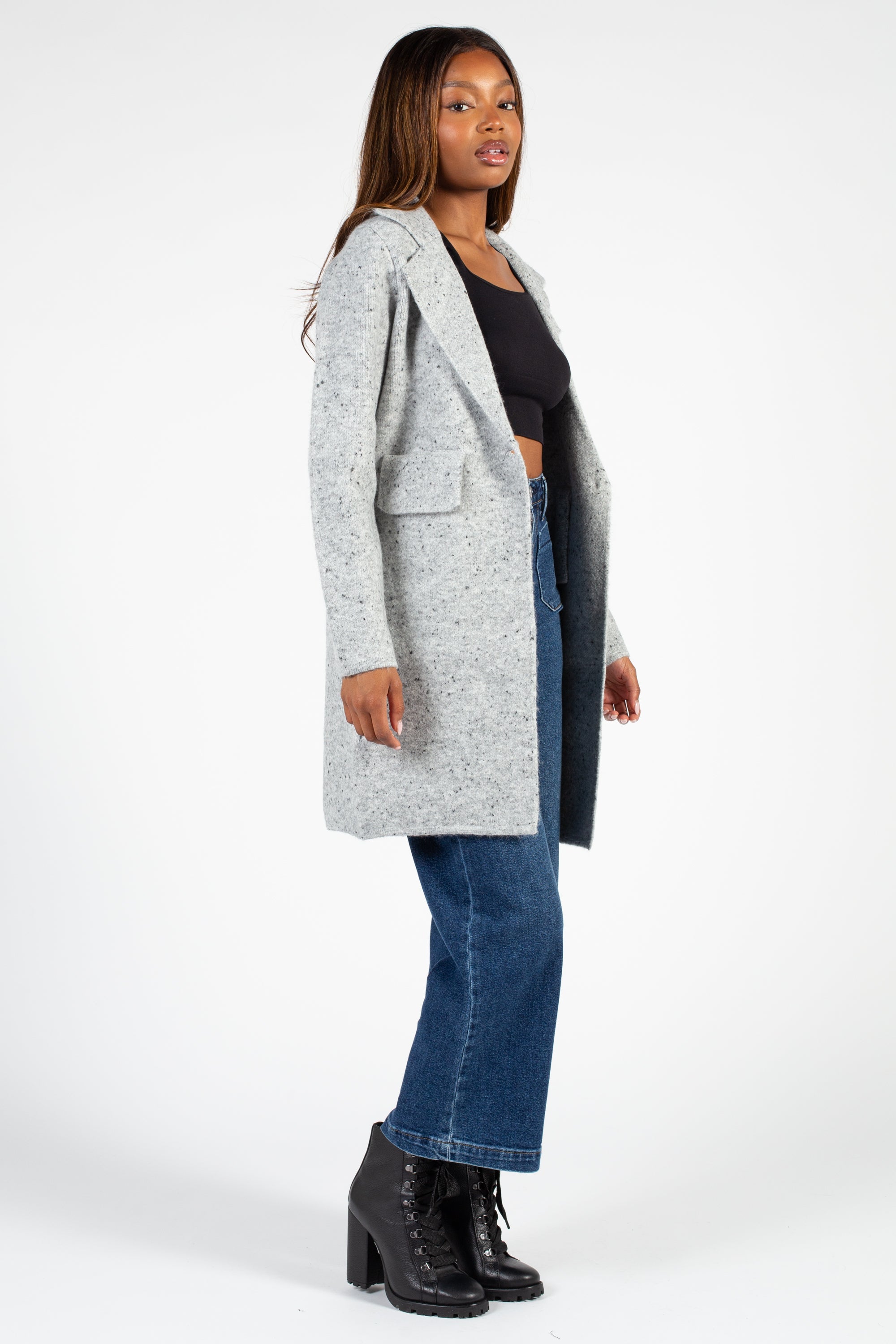 Grey fitted coat best sale