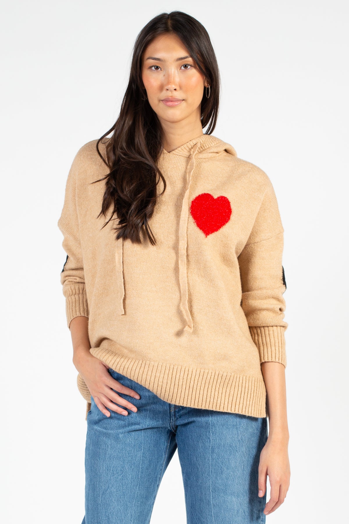 "Love Me" Knit Heart Sweater - honey