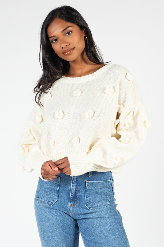 Thistle Allover Flower Sweater - honey