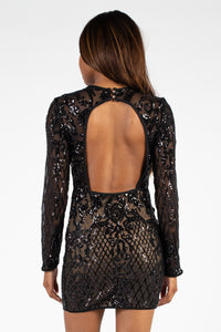 Florence Open Back Sequin Mini Dress honey Florence Open Back Sequin Mini Dress honey