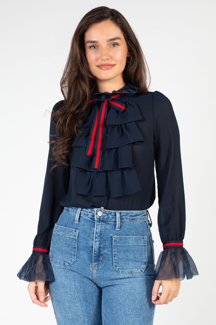 Charlotte Ruffle Front Blouse - honey