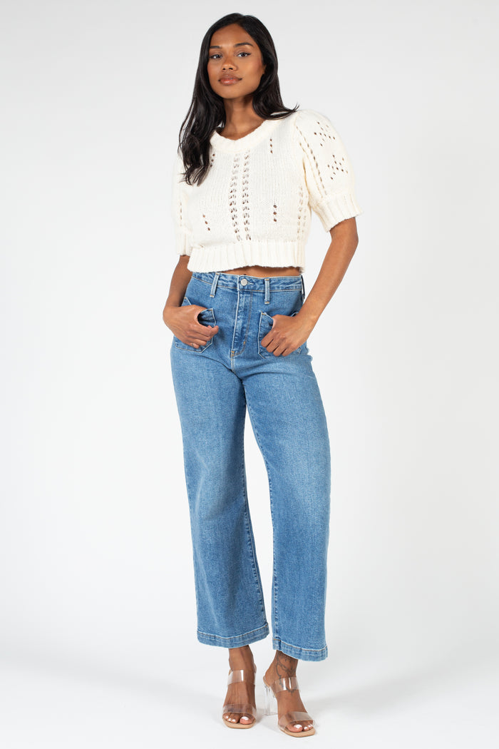 Sistine Pointelle Cropped Sweater