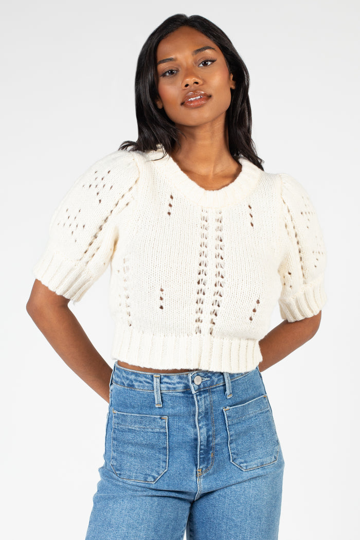 Sistine Pointelle Cropped Sweater