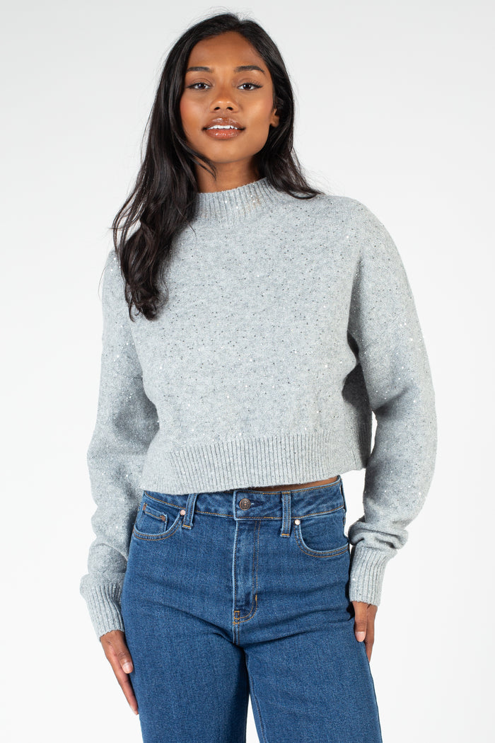 Twinkle Mock Neck Crop Sweater - honey