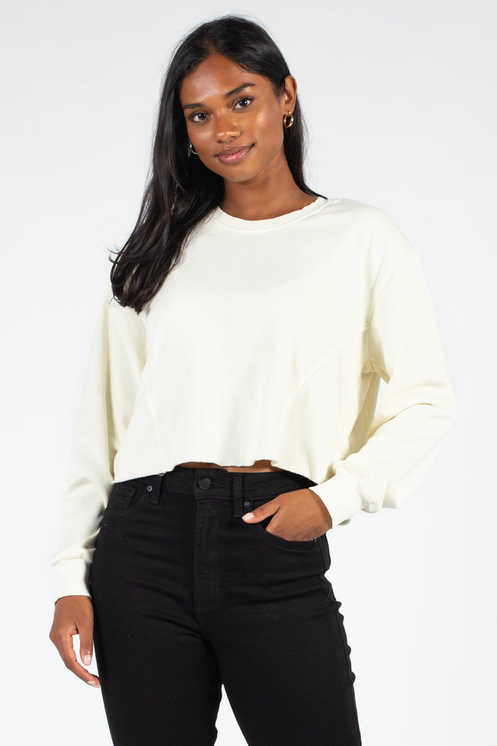 Ember Raw Hem Sweatshirt - honey