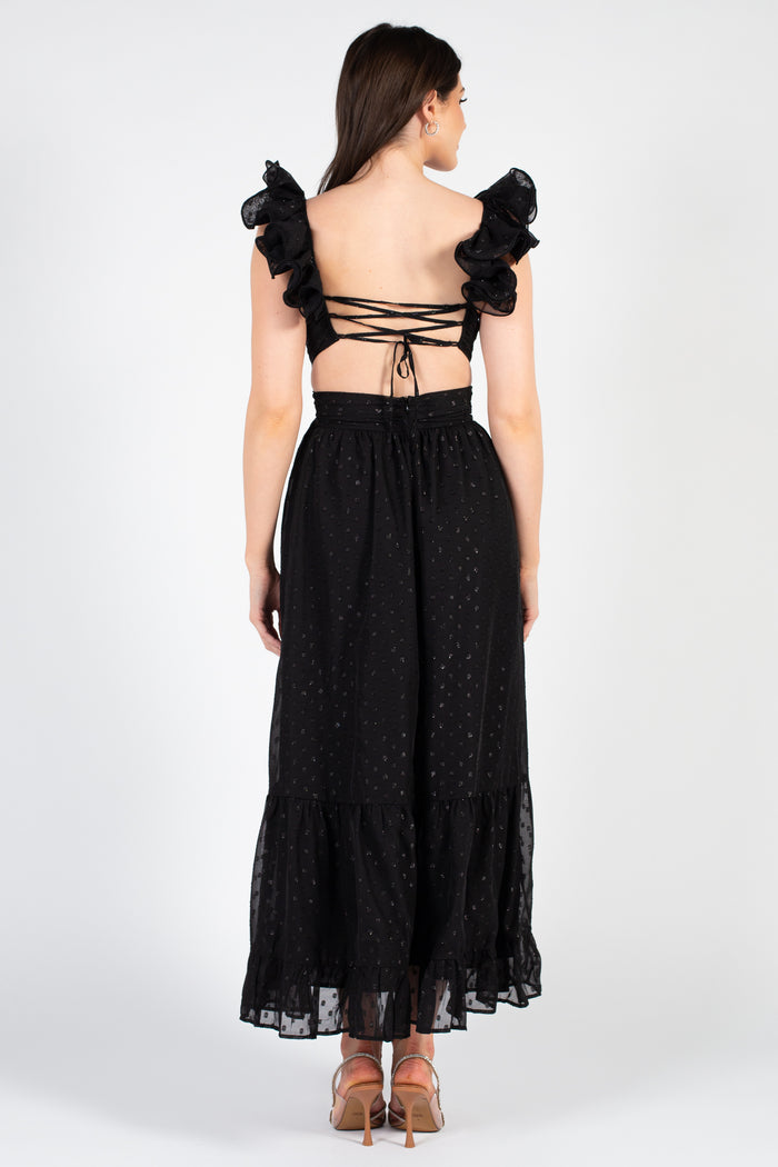 Viper Long Sleeve Mesh Maxi Dress in Washed Black - Glue Store