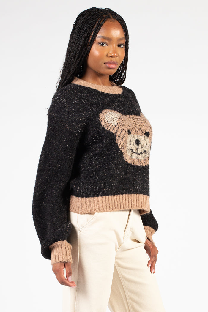 Teddy Bear Knit Sweater - honey