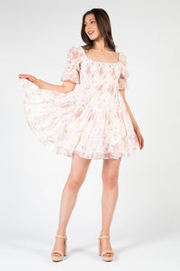 Gia Floral Mini Dress - honey