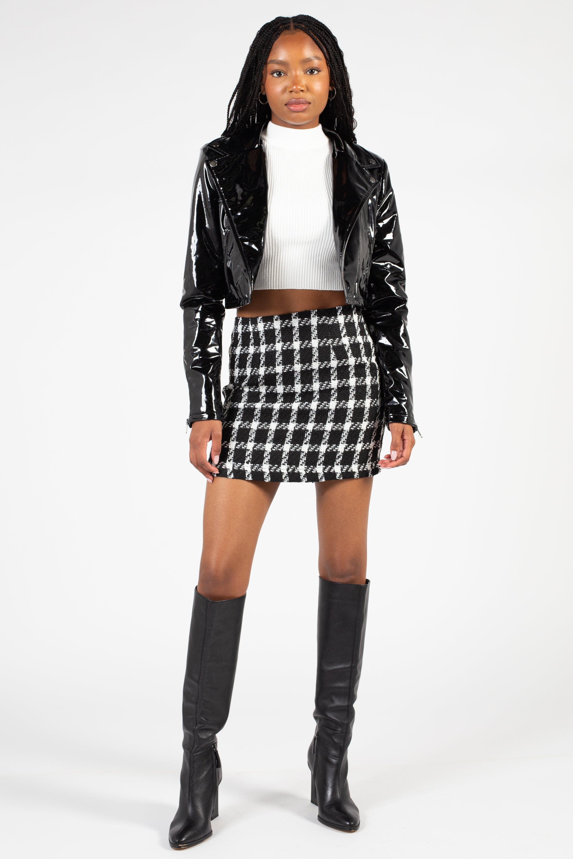 Grace Plaid Tweed Mini Skirt