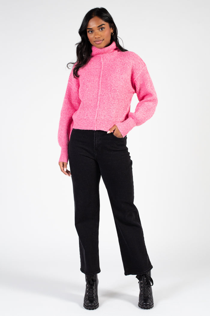 Poised Pink Turtleneck Sweater - honey