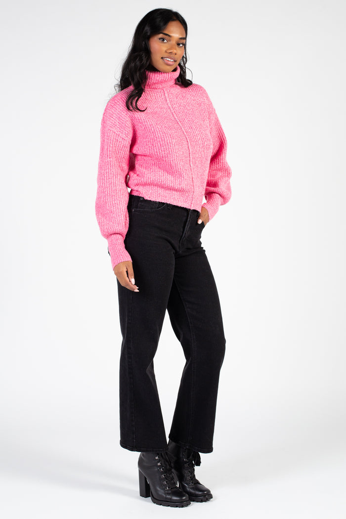Poised Pink Turtleneck Sweater - honey