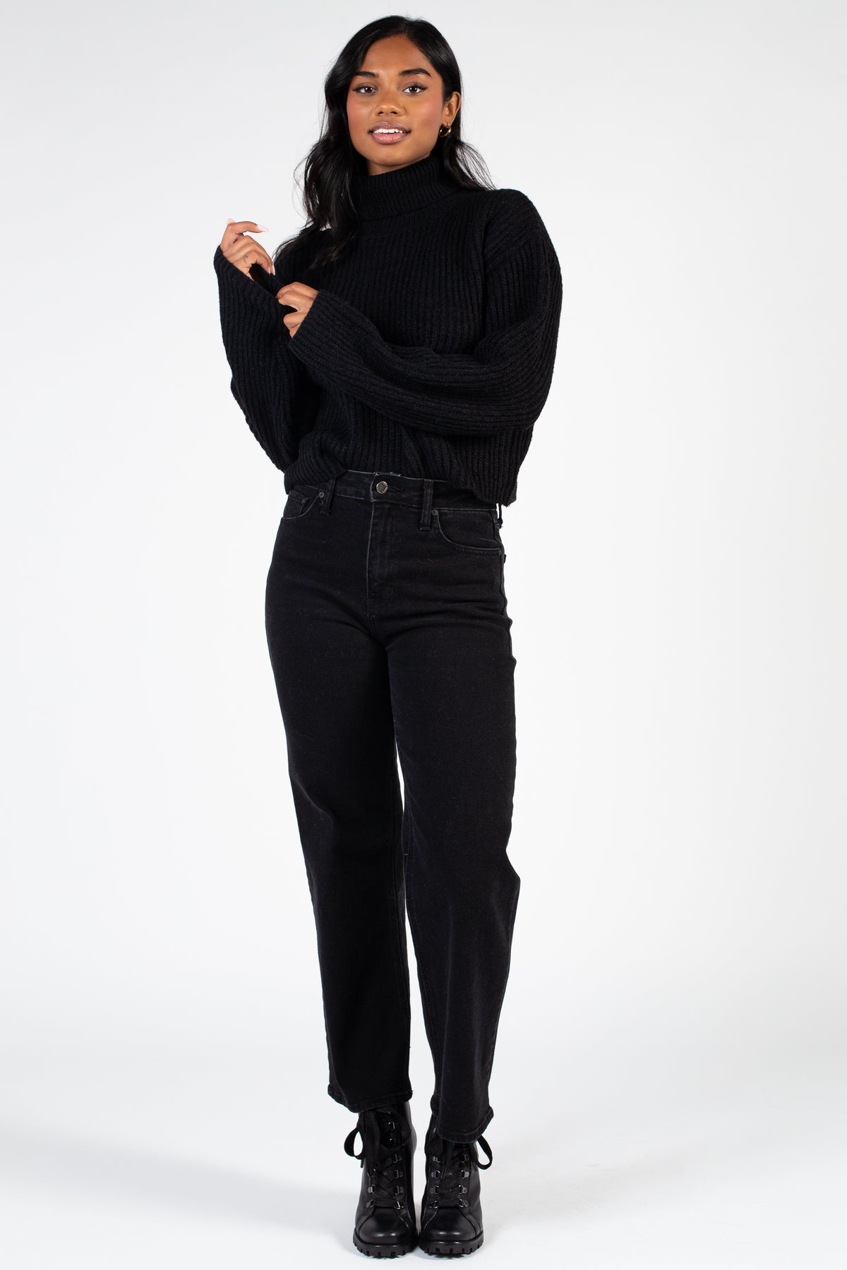 Corinna Turtleneck Crop Sweater - honey
