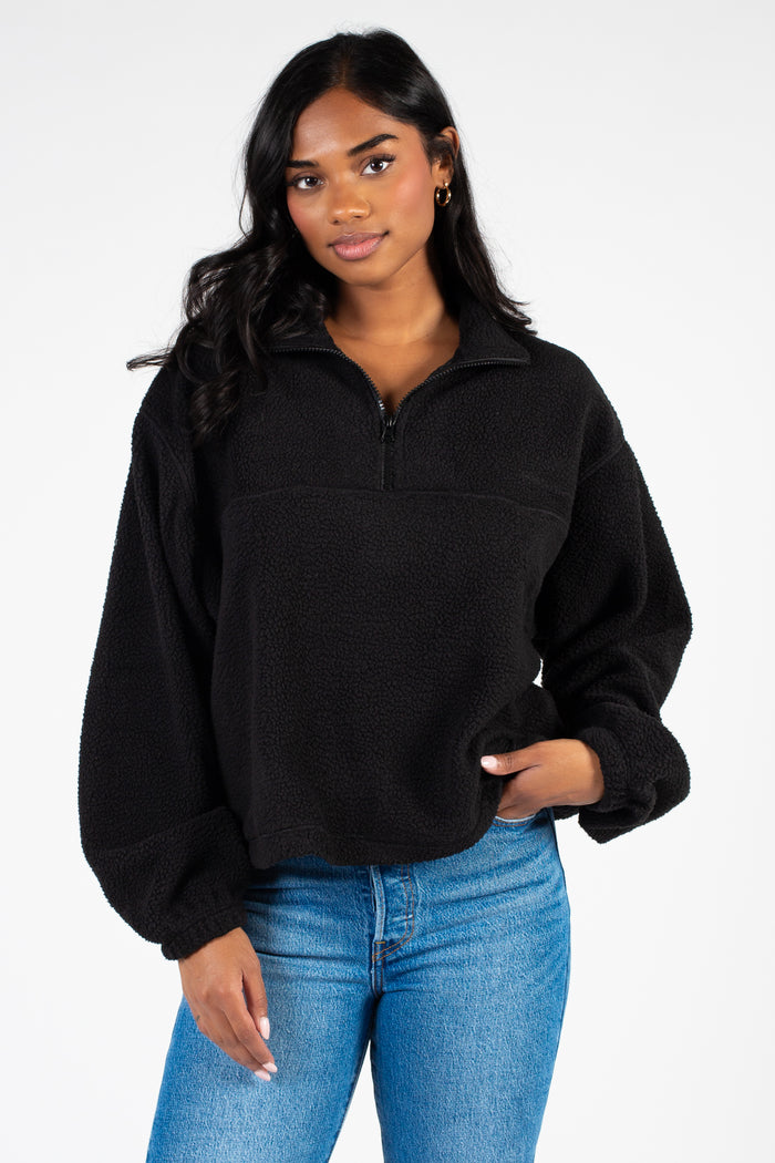 Cuddle Up Half Zip Fleece Jacket - honey