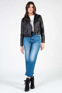 Dorinda Vegan Leather Moto Jacket - honey