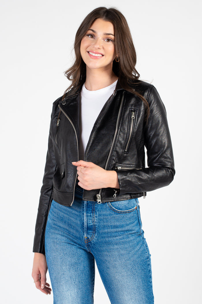 Dorinda Vegan Leather Moto Jacket - honey
