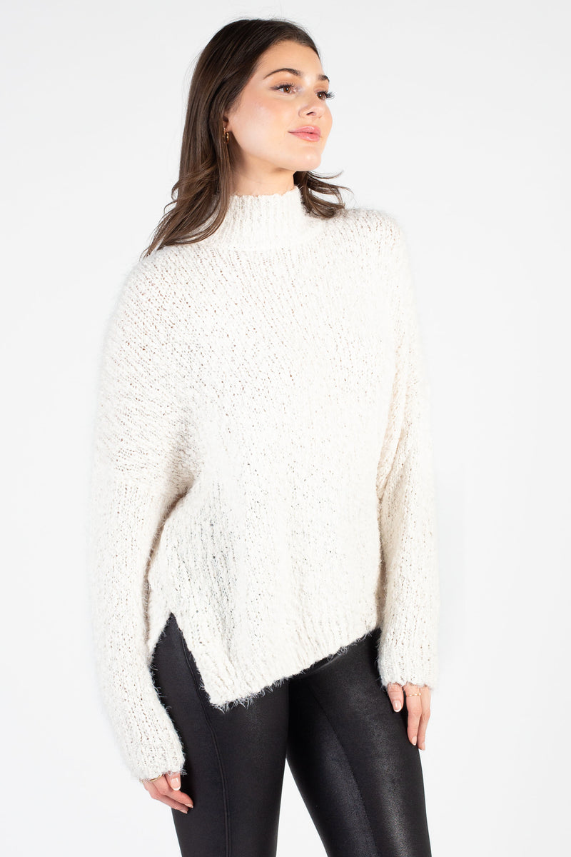 Leona Turtleneck Fuzzy Knit Sweater - honey