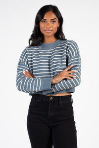 Parker Stripe Crop Sweater - honey