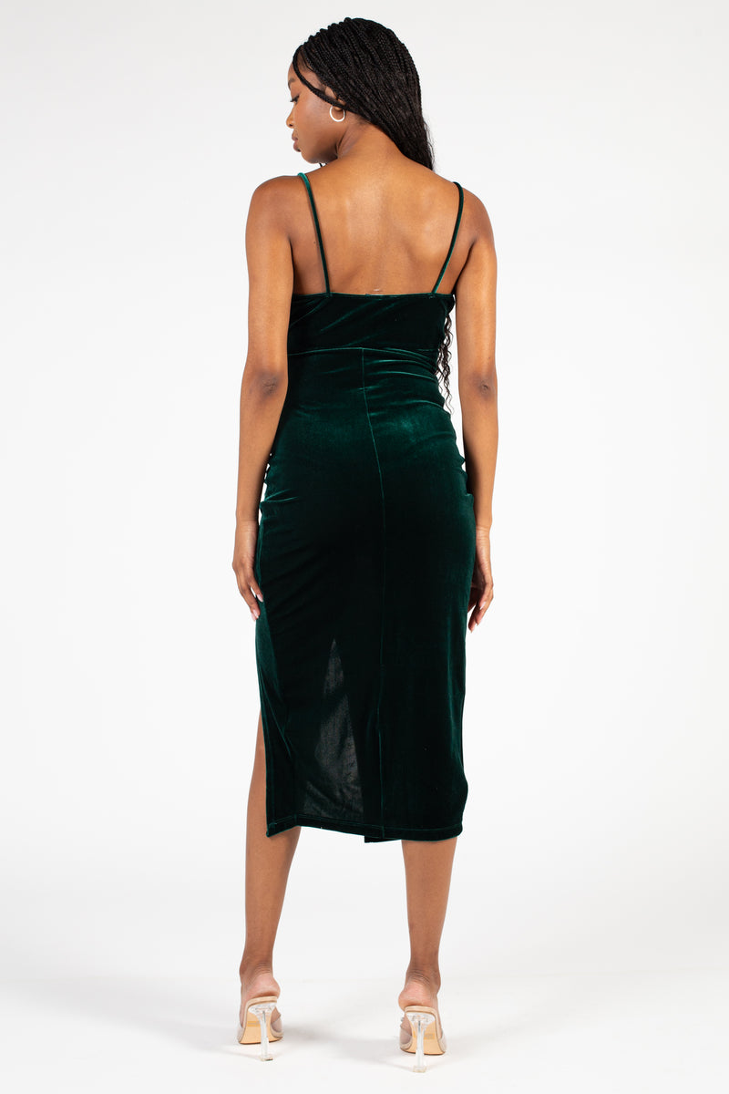 Maya Tulip Bottom Velvet Midi Dress