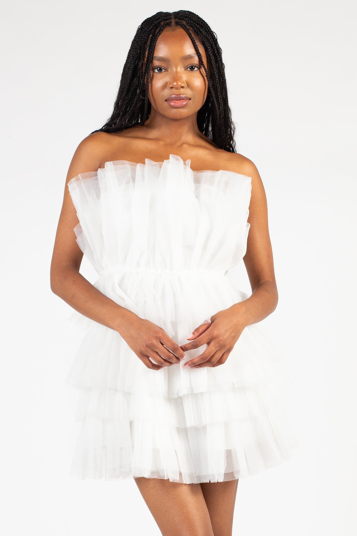 Kendall Tulle Layered Mini Dress - honey