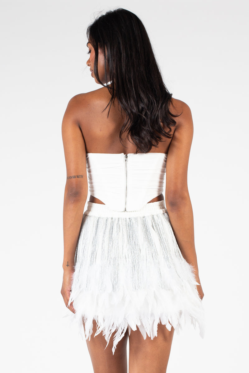 Eleni Pearl Embellished Mesh Bustier - honey