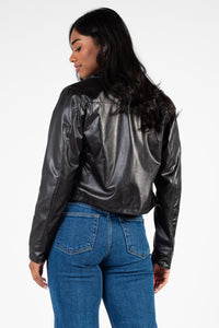 Sammie Vegan Leather Crop Jacket - honey