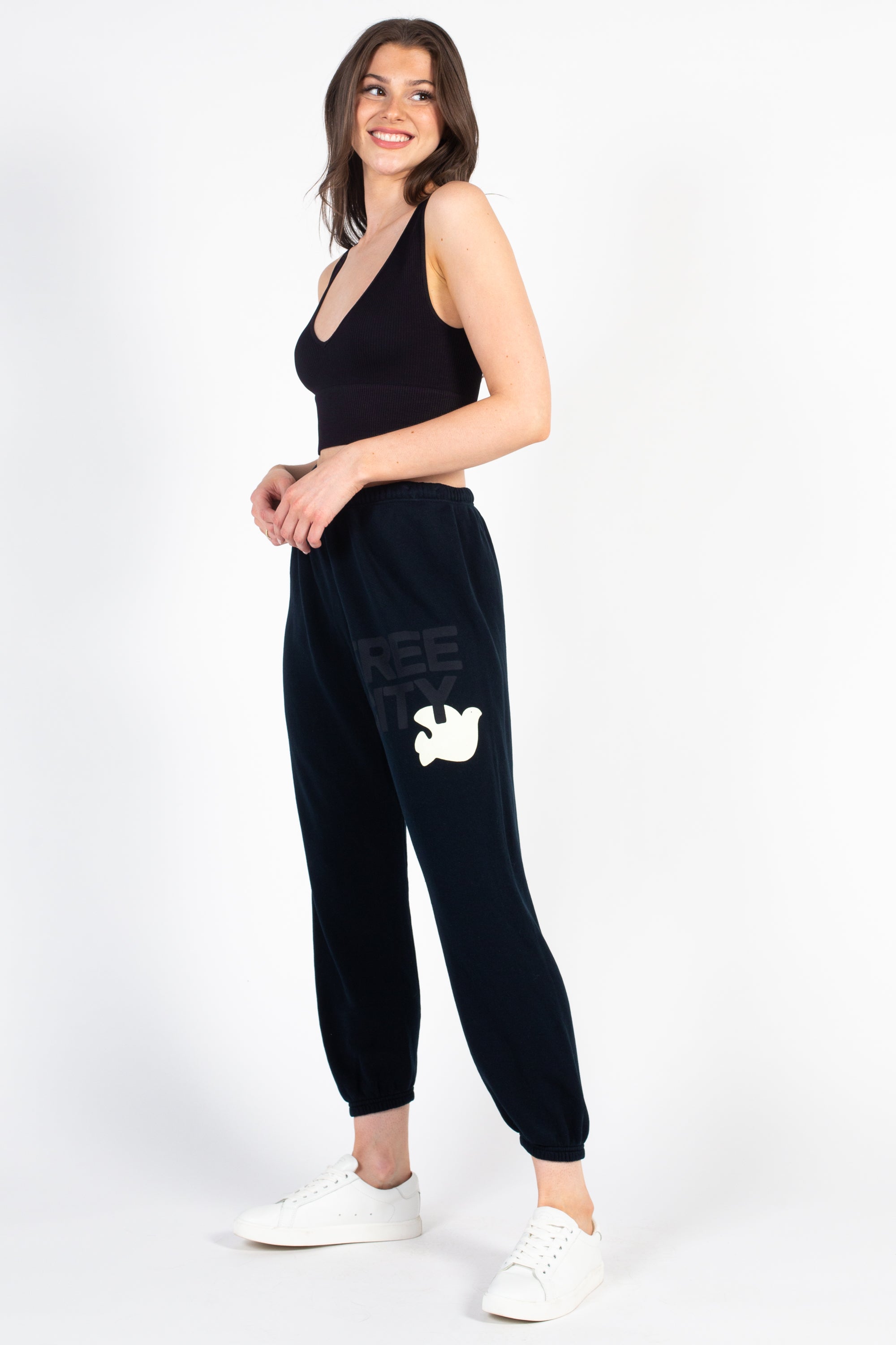Ardene Slim Fit Sweatpants in Black, Size, Polyester/Cotton, Fleece-Lined