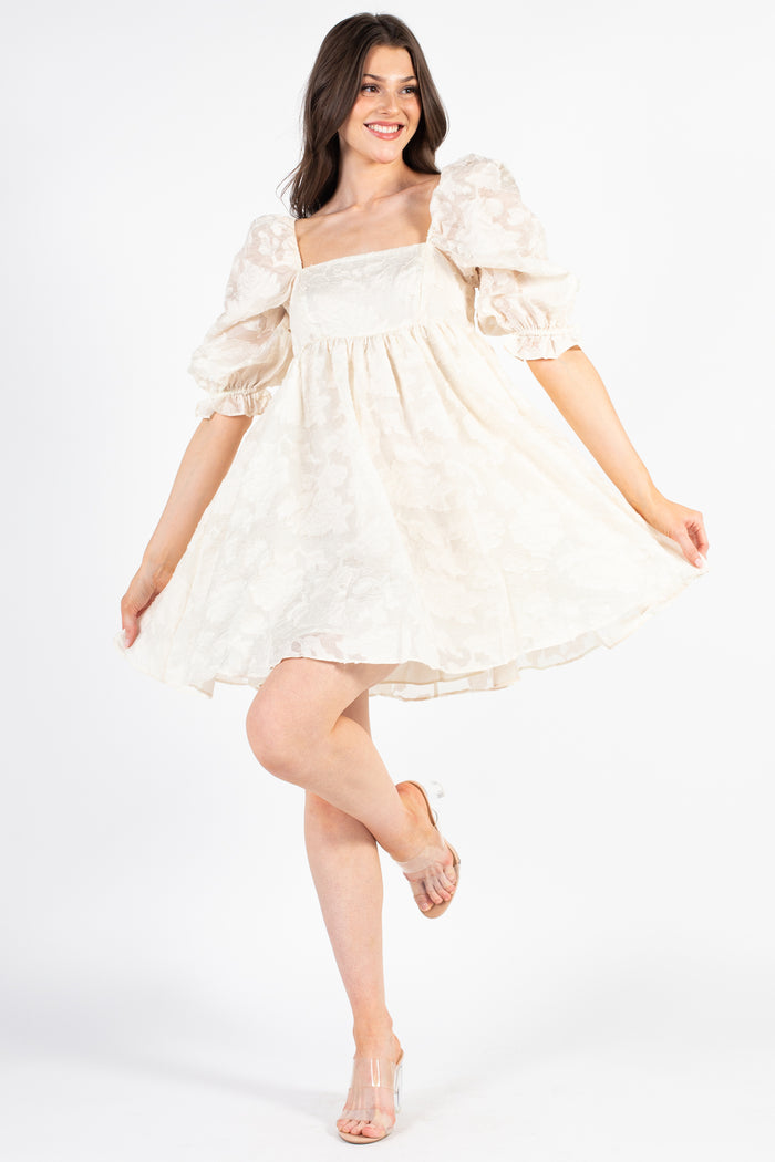 Liliana Floral Babydoll Mini Dress - honey
