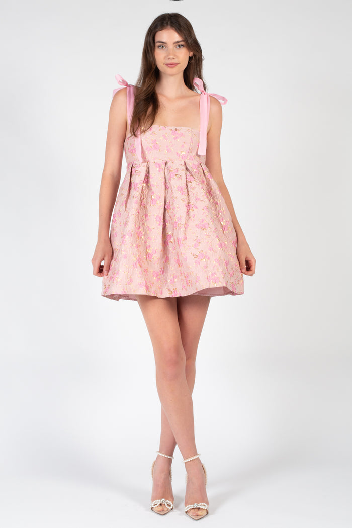 Summer Lovin' Jacquard Flare Mini Dress - honey