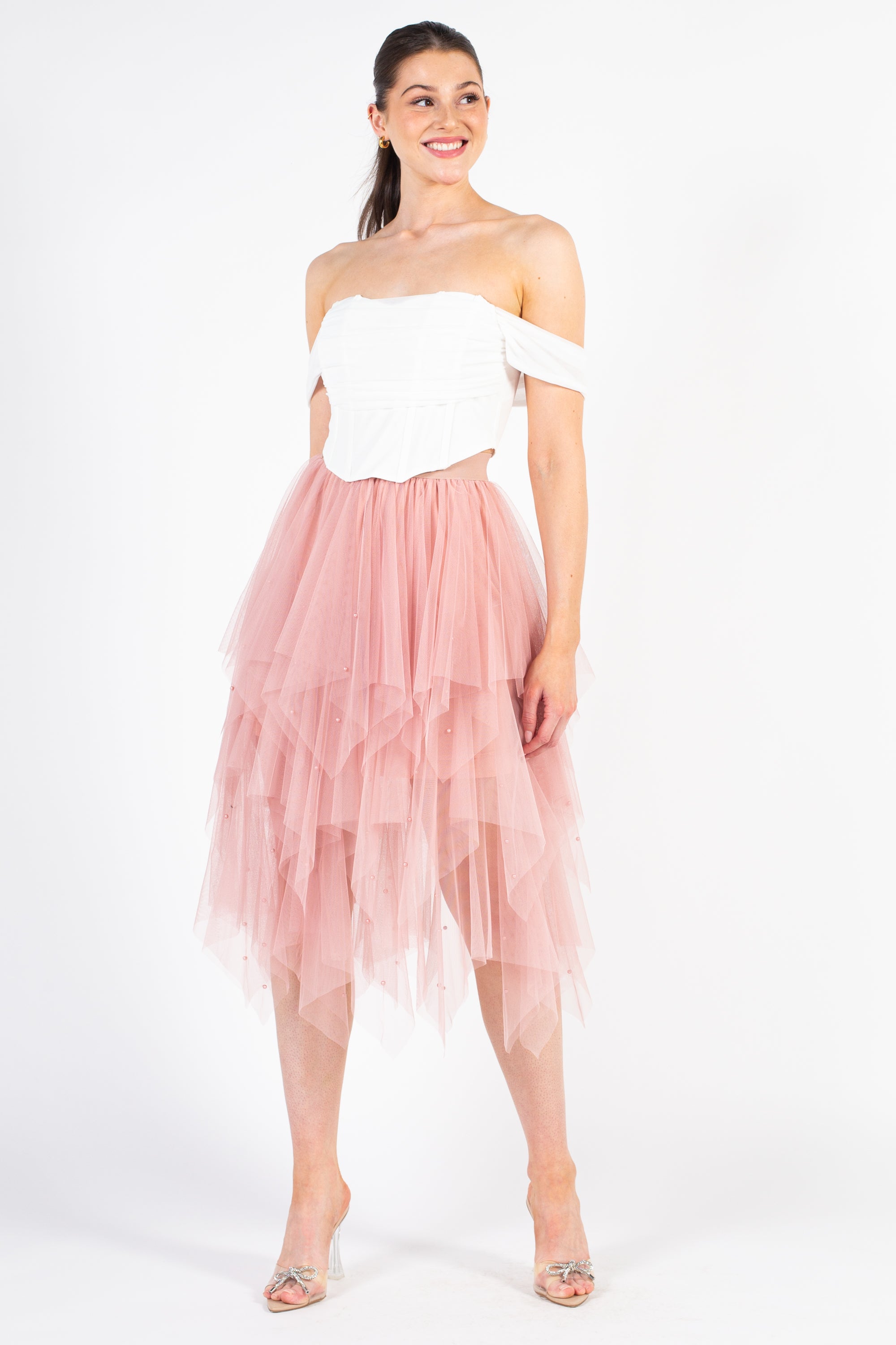 Winslow Pearl Embellished Tulle Midi Skirt