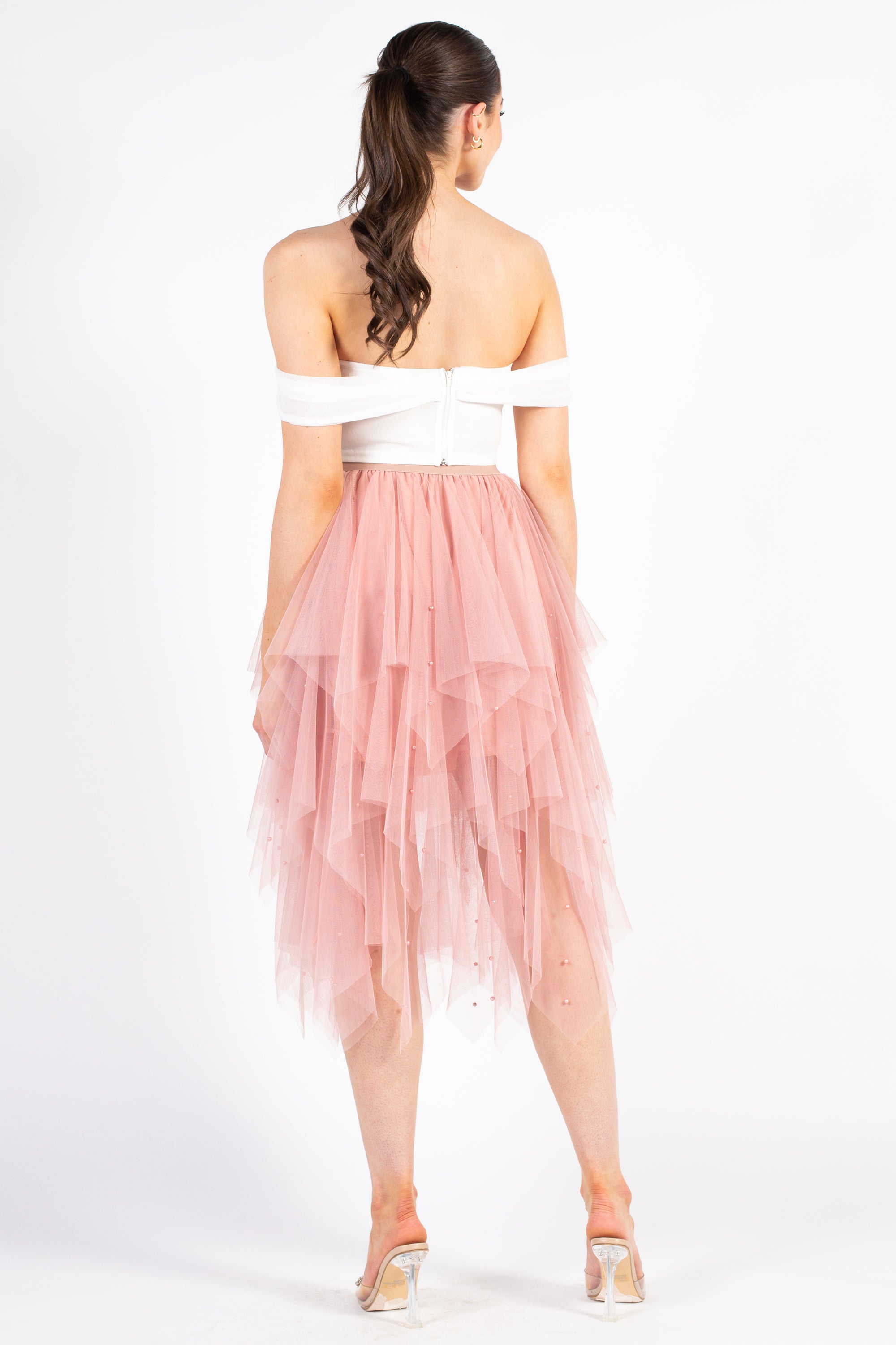 Winslow Pearl Embellished Tulle Midi Skirt