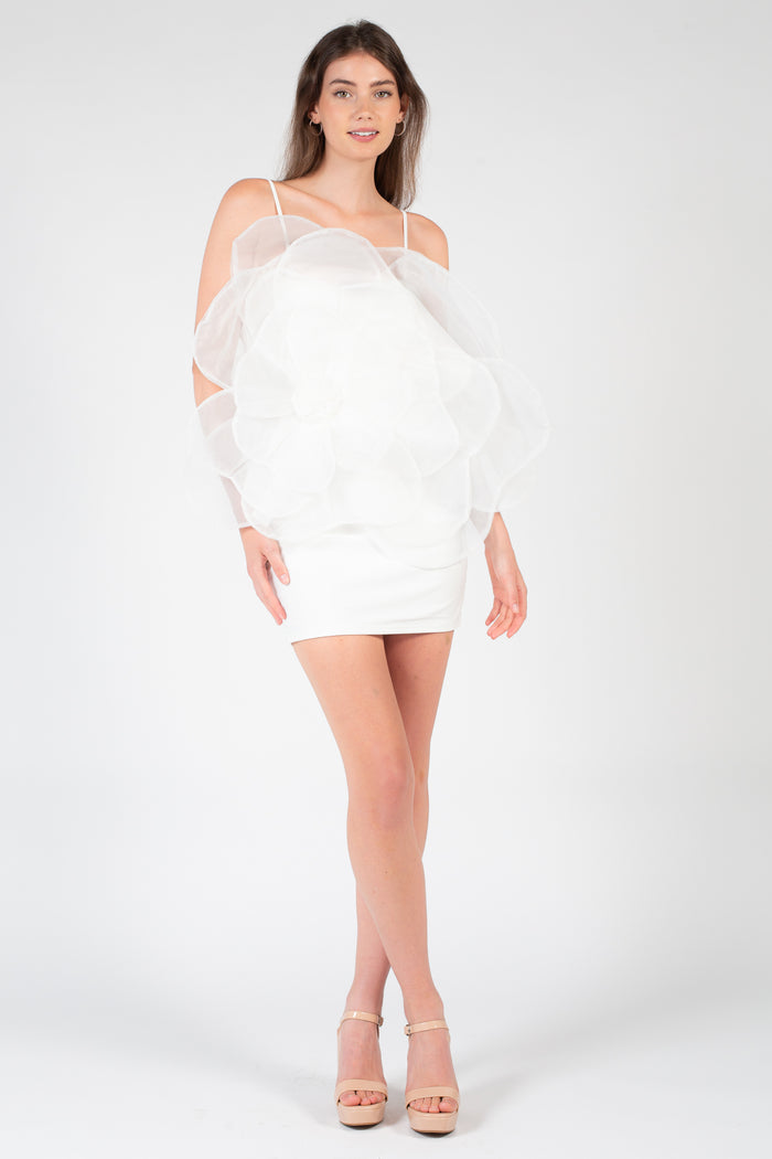 Forget-Me-Not 3D Flower Organza Mini Dress